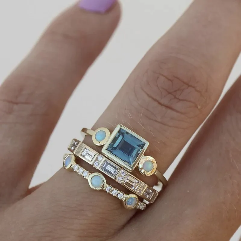 Revere | Sirena – Vintage-ringsett med blå krystall