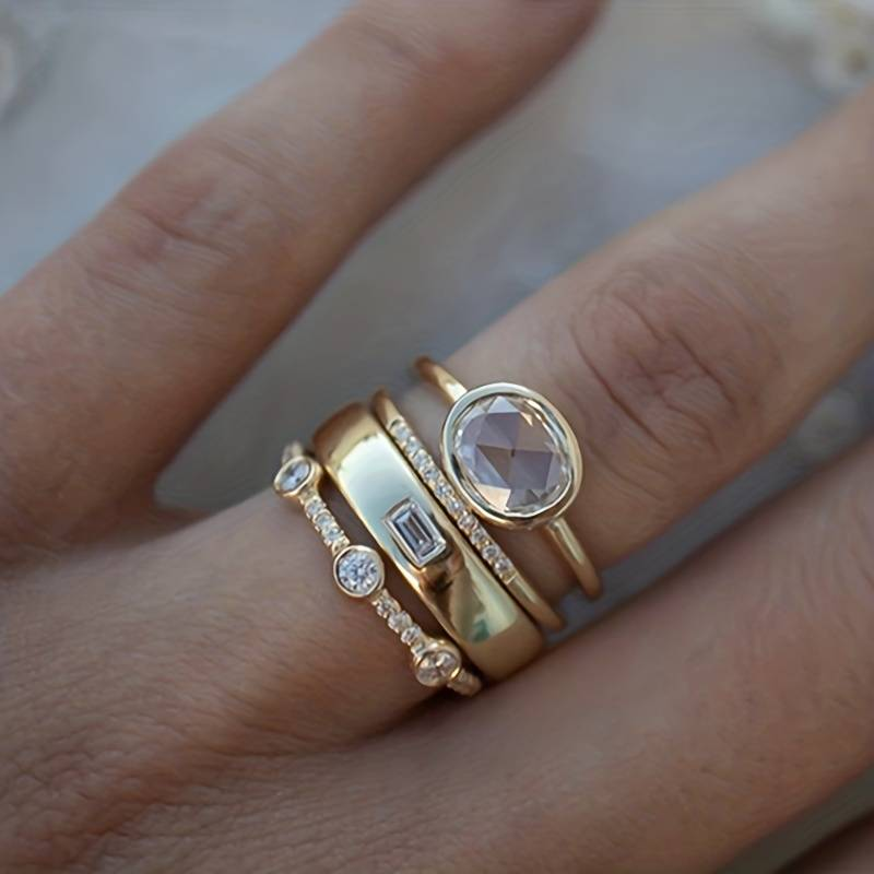 Revere | Lily – Vintage-sett med gullringer med zirkonia