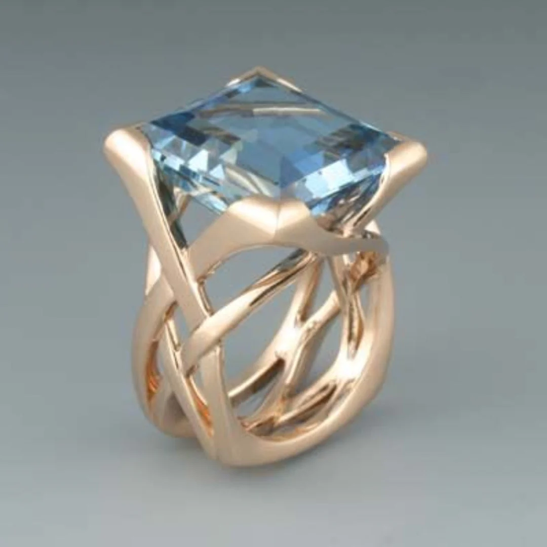 Revere | Vintage-ring i roségull med blå zirkonia
